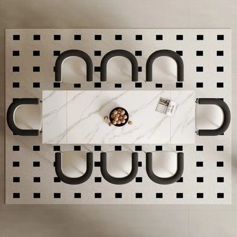 Modern Extendable Rectangular Sintered Stone Dining Table for 6-8